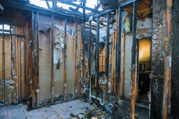 Professional Fire Damage Cleanup technician working in Helmetta, NJ